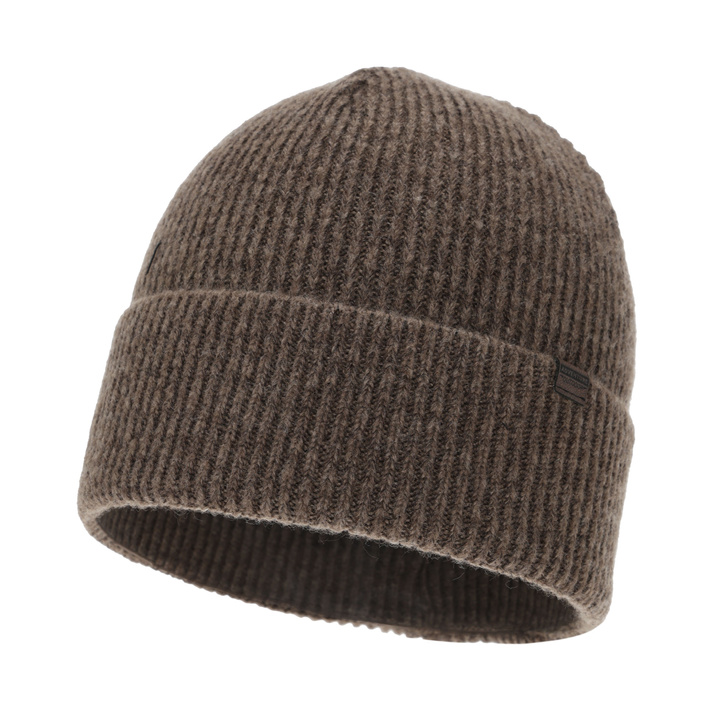 Bonnet d'hiver homme, marron, avec laine mérinos, Korins