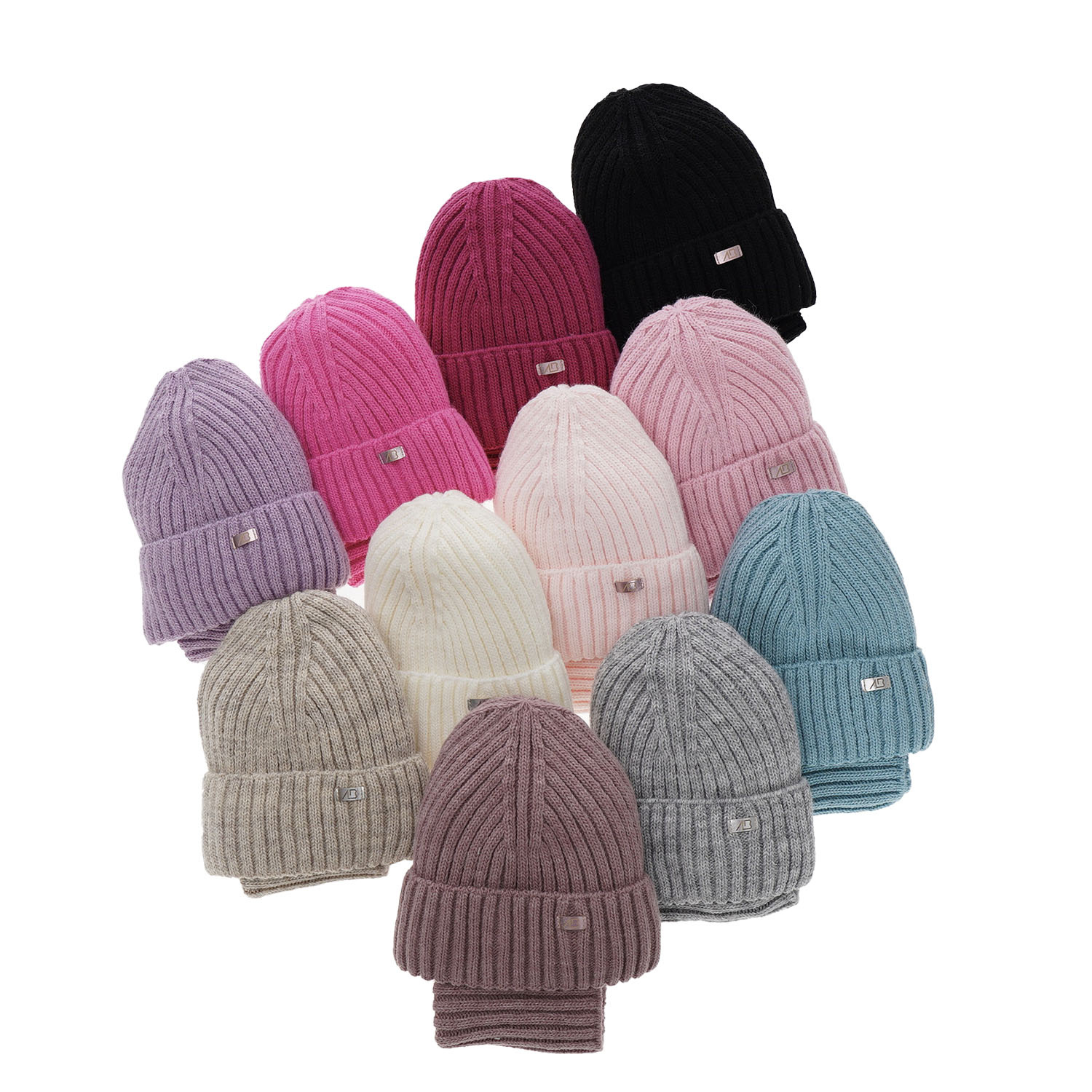 Ensemble d'hiver fille: bonnet et snood, noir, Valentine