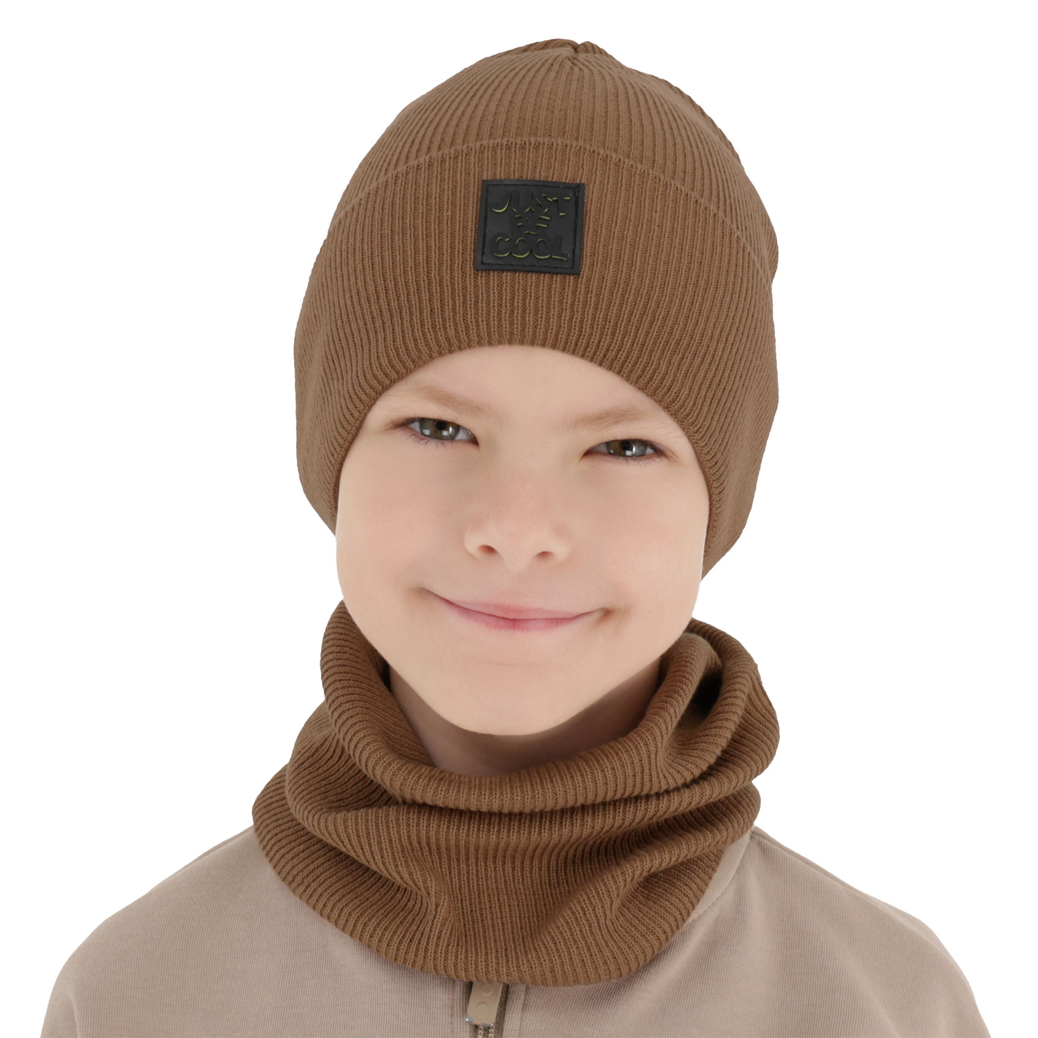 Ensemble automne/printemps garçon: bonnet et snood, avec coton, szmaragdowy, Jonas