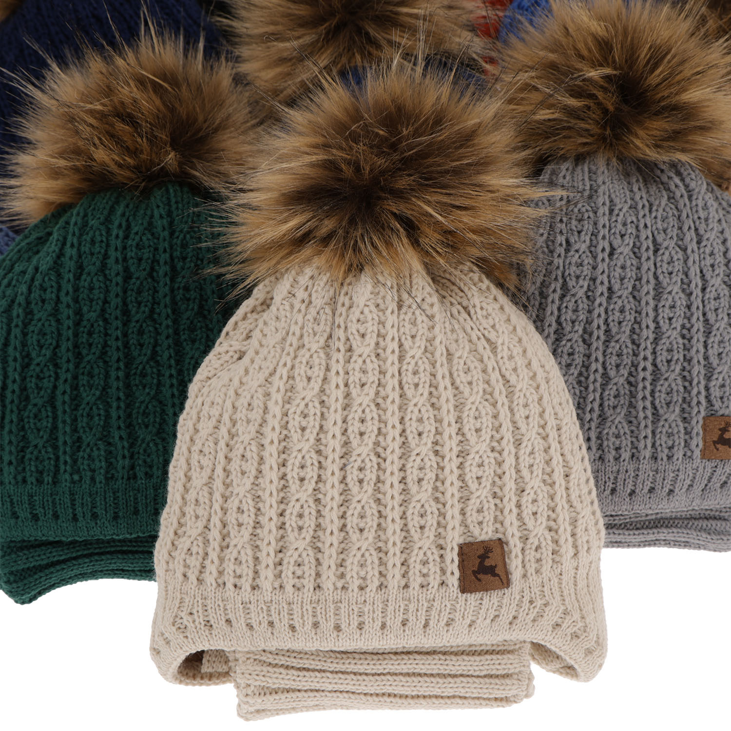 Ensemble d'hiver garçon: bonnet et snood, bleu, avec pompon, avec liens, Pago