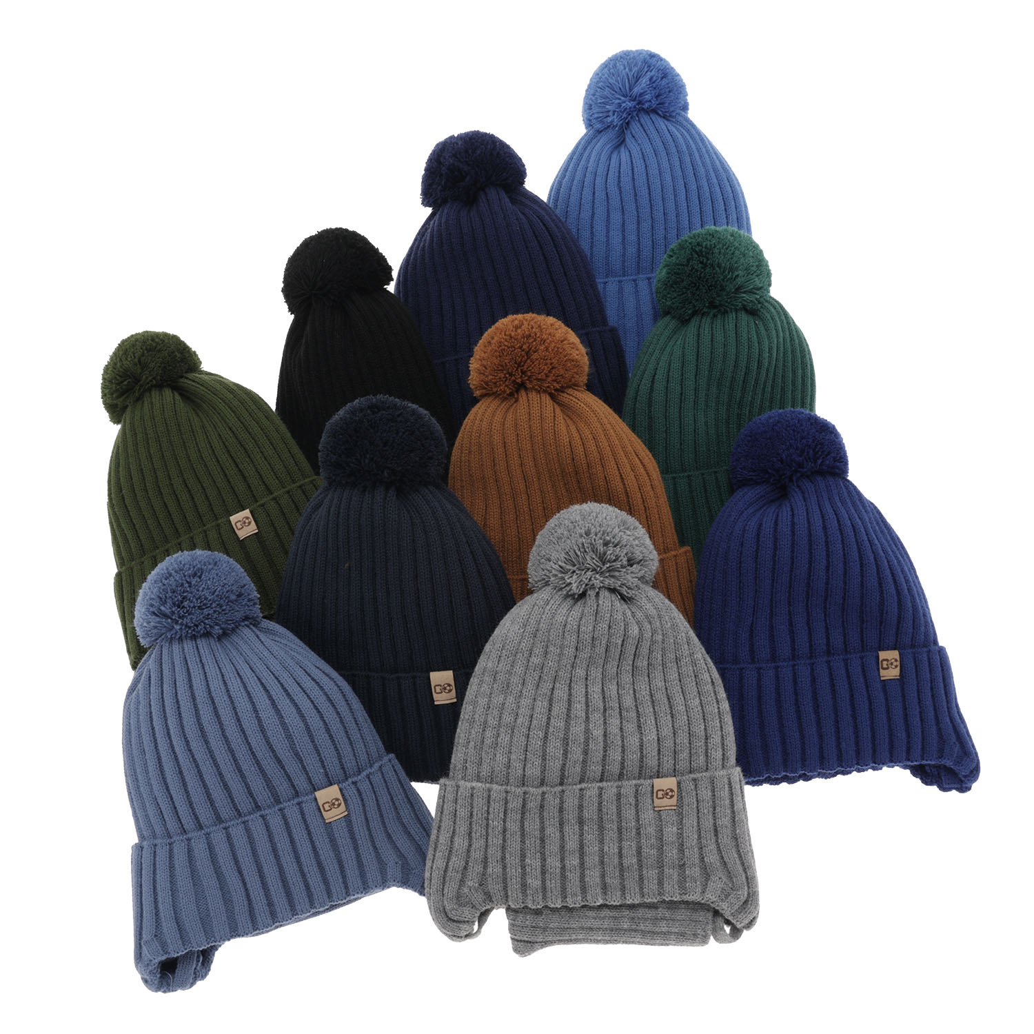 Ensemble d'hiver garçon: bonnet et snood, bleu, avec pompon, Carlo