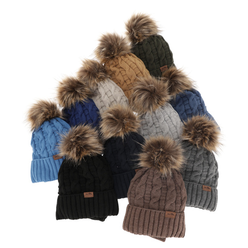 Ensemble d'hiver garçon: bonnet et snood, bleu marine, avec pompon, Cent