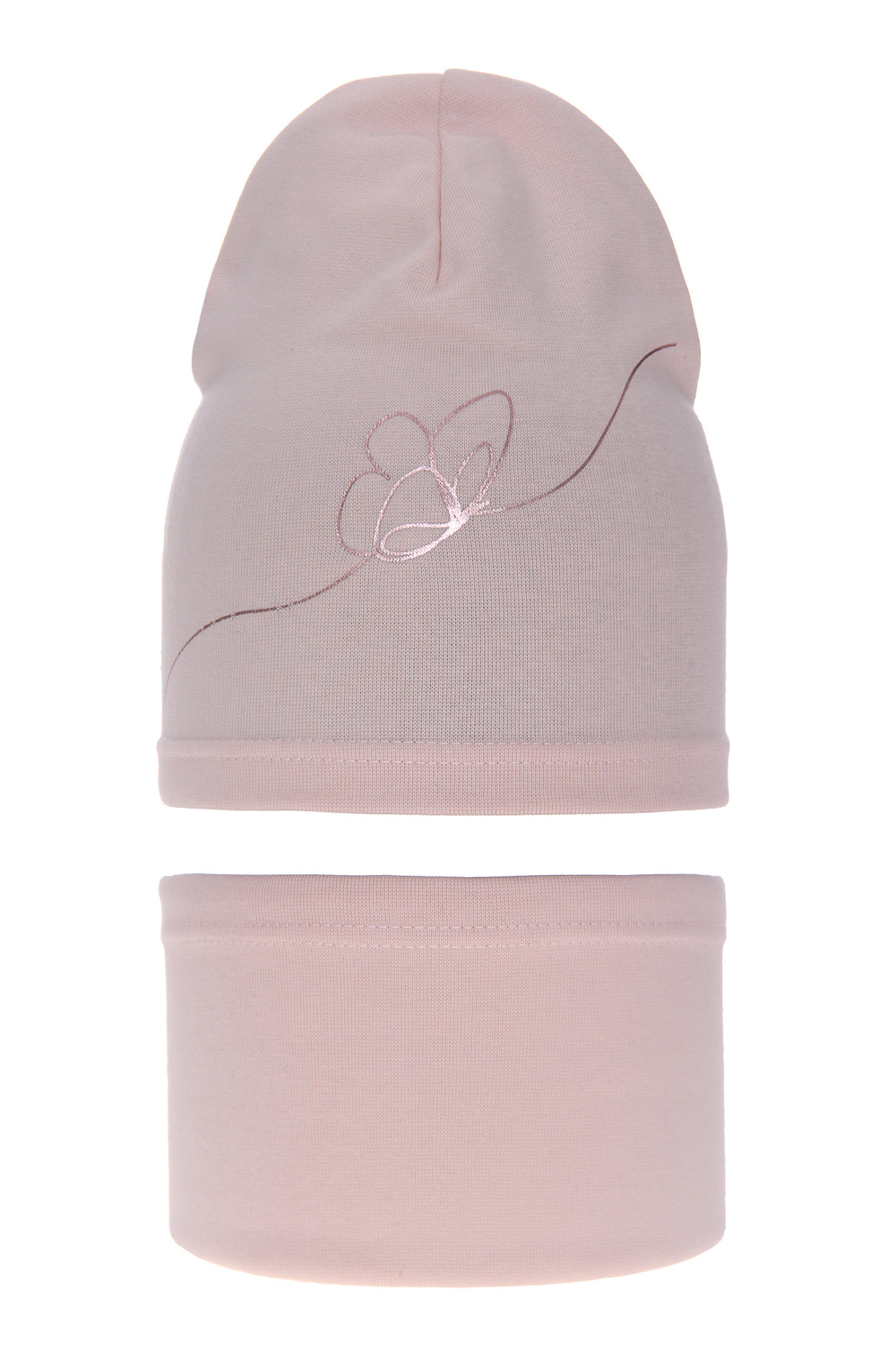 Ensemble automne/printemps fille: bonnet et snood, rose, en coton, Jula