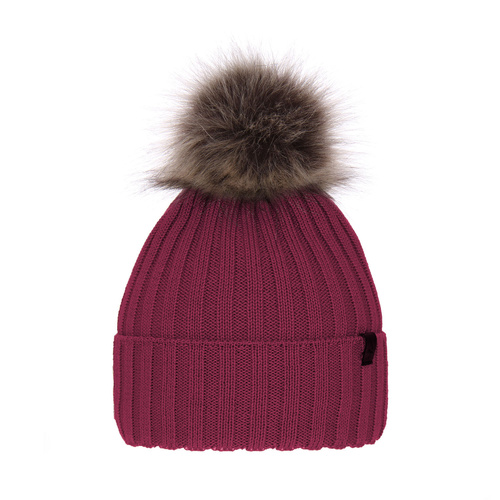 Bonnet d'hiver femme, rose, avec laine mérinos, Texa